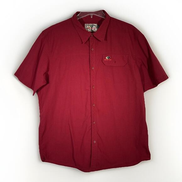 Mossy Oak Mens Size XL Red Rip Stop Short Sleeve Button Up Shirt - Picture 1 of 4